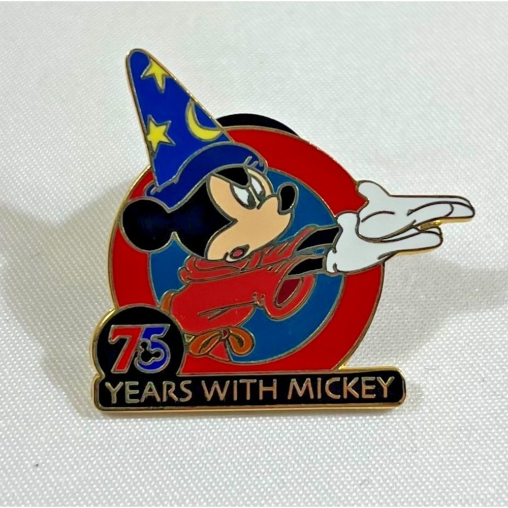 Disney Sorcerer Mickey Mouse 75 Years With Mickey Anniversary Enamel Pin 1.25"